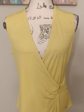 Tahari Yellow Sleeveless Wrap-Style Camisole